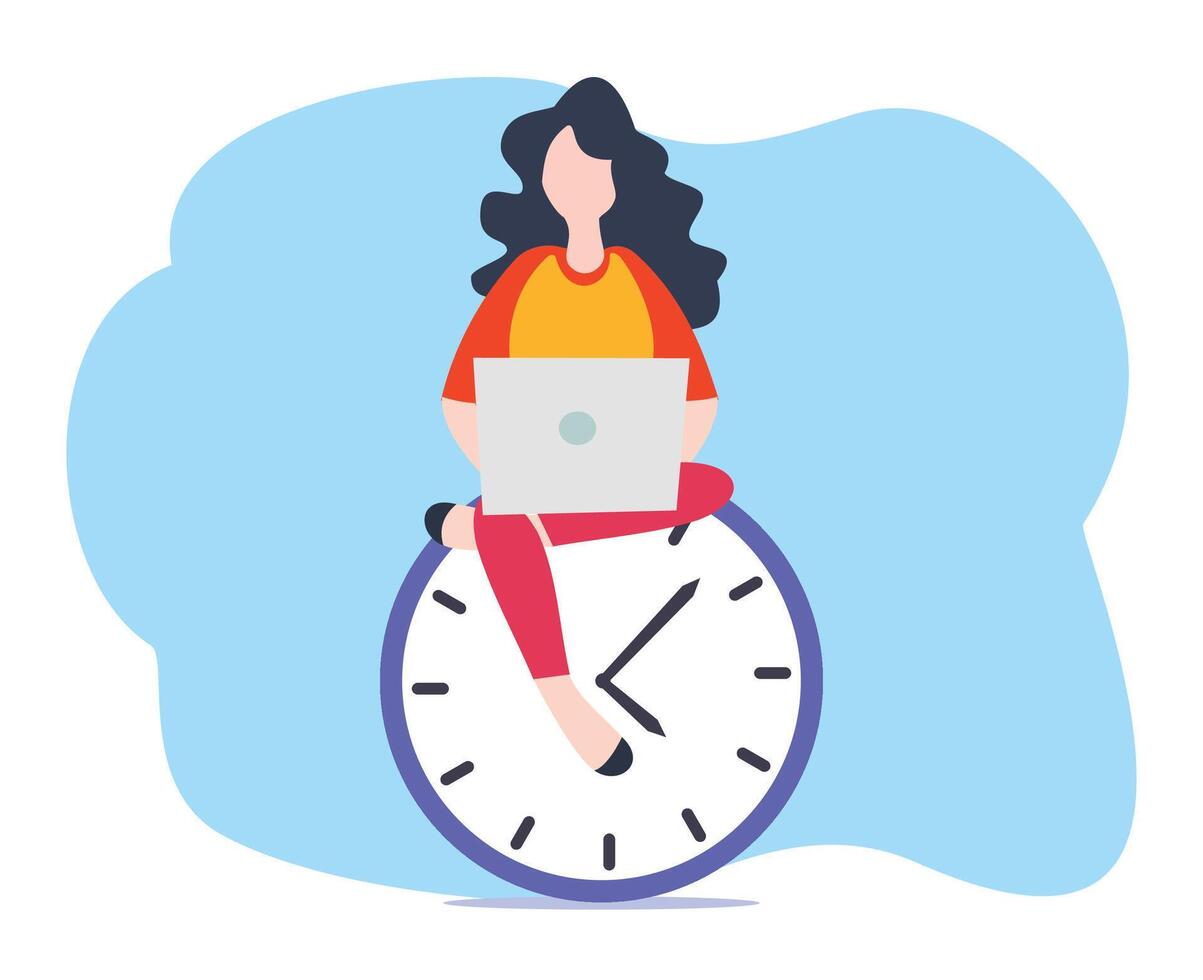 flexible working hours work life balance or focus and time management while working from home vector