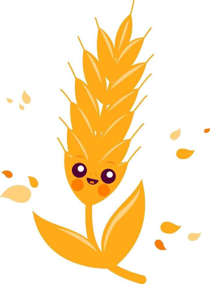 Wheat character. Cute cartoon cereal plant barley. Ear of wheat character at the farm. vector