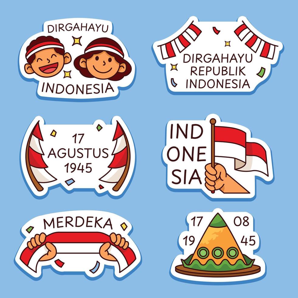 Freedom Day Of Indonesia Republic Stickers vector