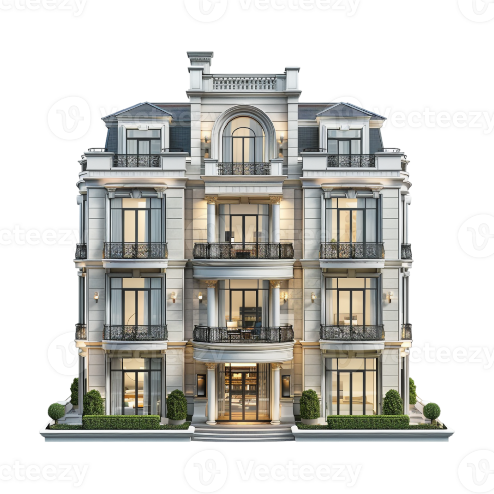Luxury Residential Building on Transparent Background png