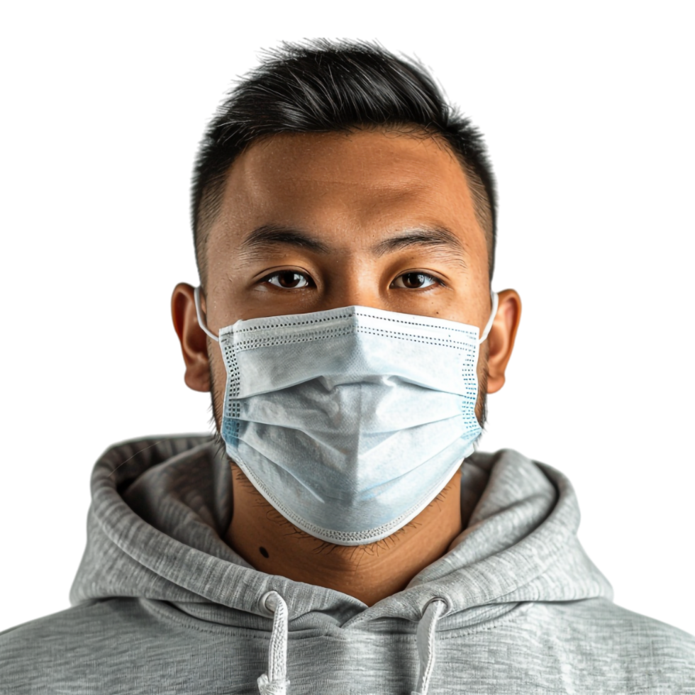 Man Wearing Face Mask on Transparent Background png