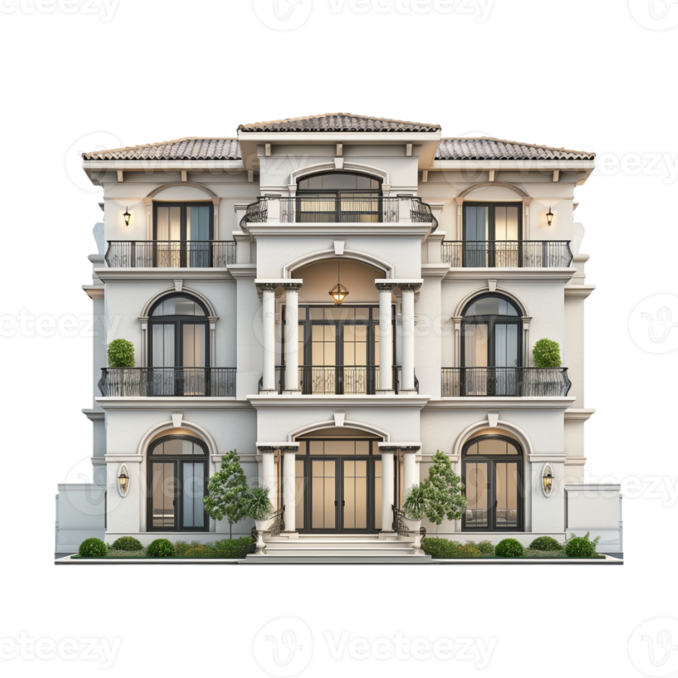 Luxury Residential Building on Transparent Background png