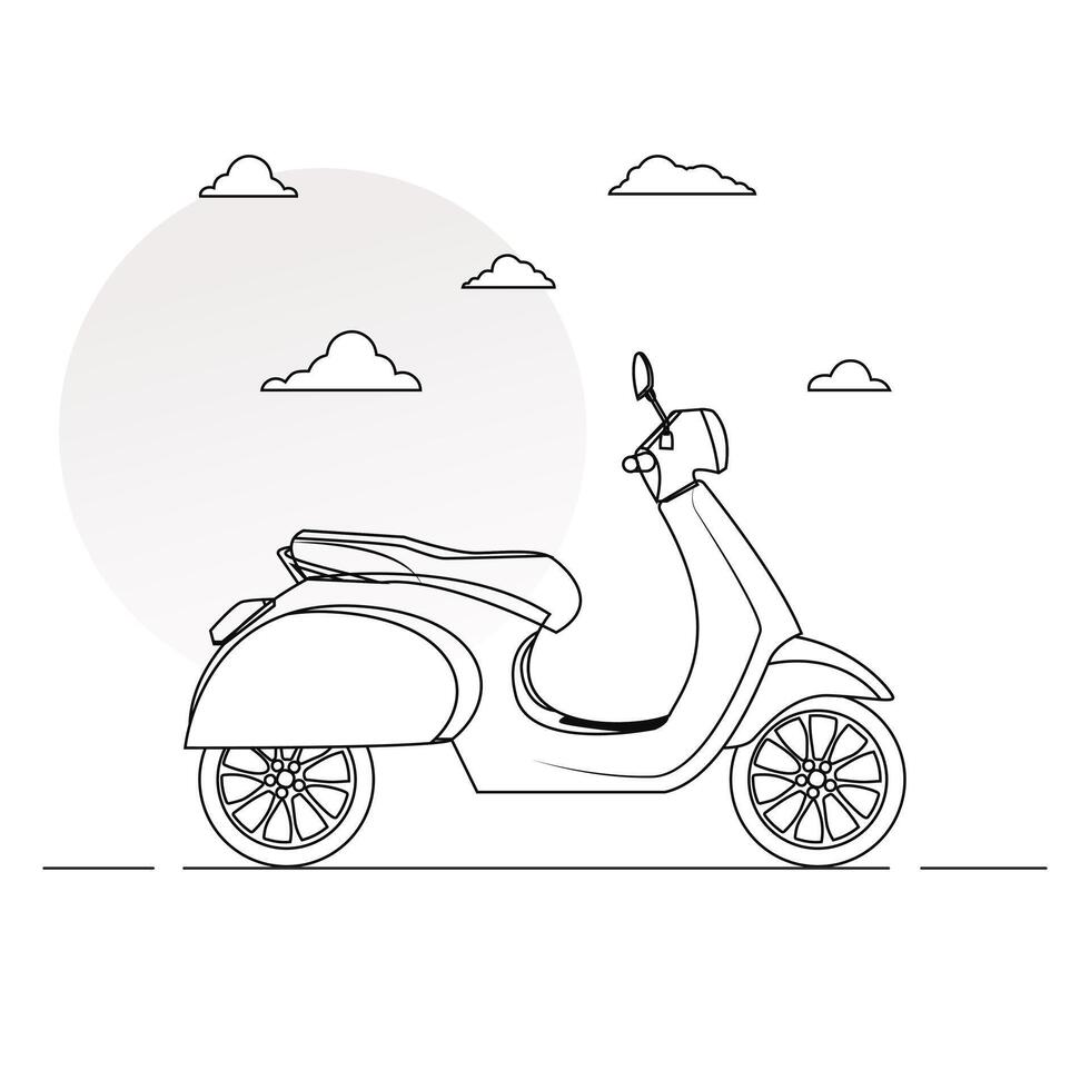scooter illustration silhouette line art vector