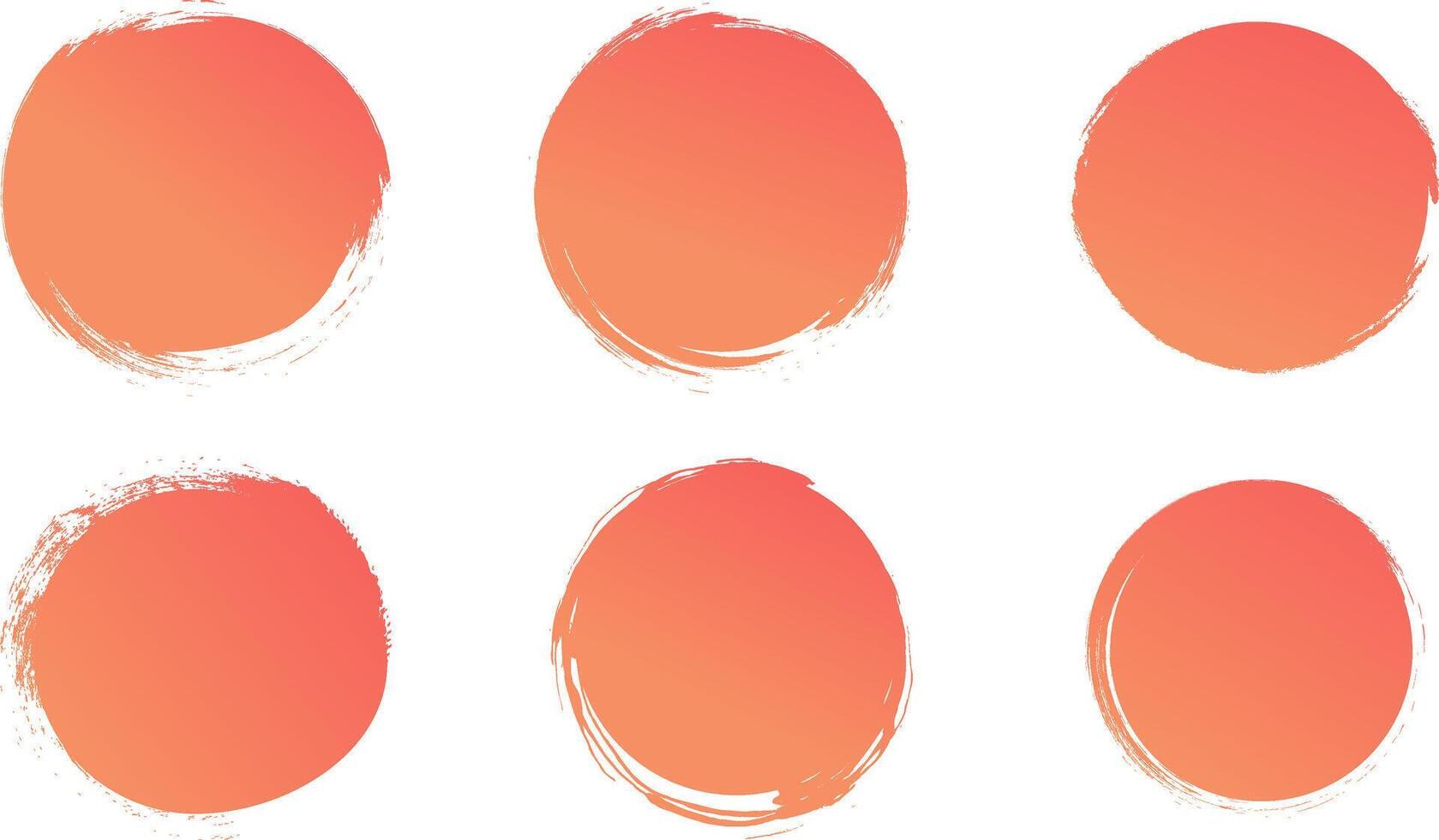 Set of pink Palette. Hand drawm brush stamp, analog material. Orange ink circle set. illustration vector