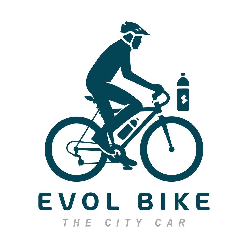 Bicycle logo template. Cyclist with a bottle of water. vector