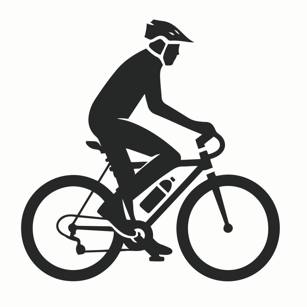 Bicycle logo template. Cyclist with a bottle of water. vector