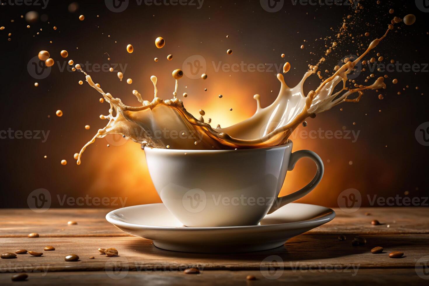 A cup of coffee with a splash of milk photo
