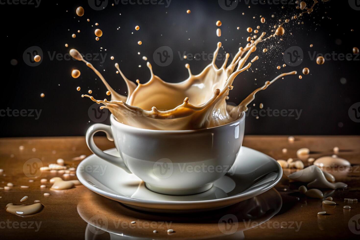 A cup of coffee with a splash of milk photo