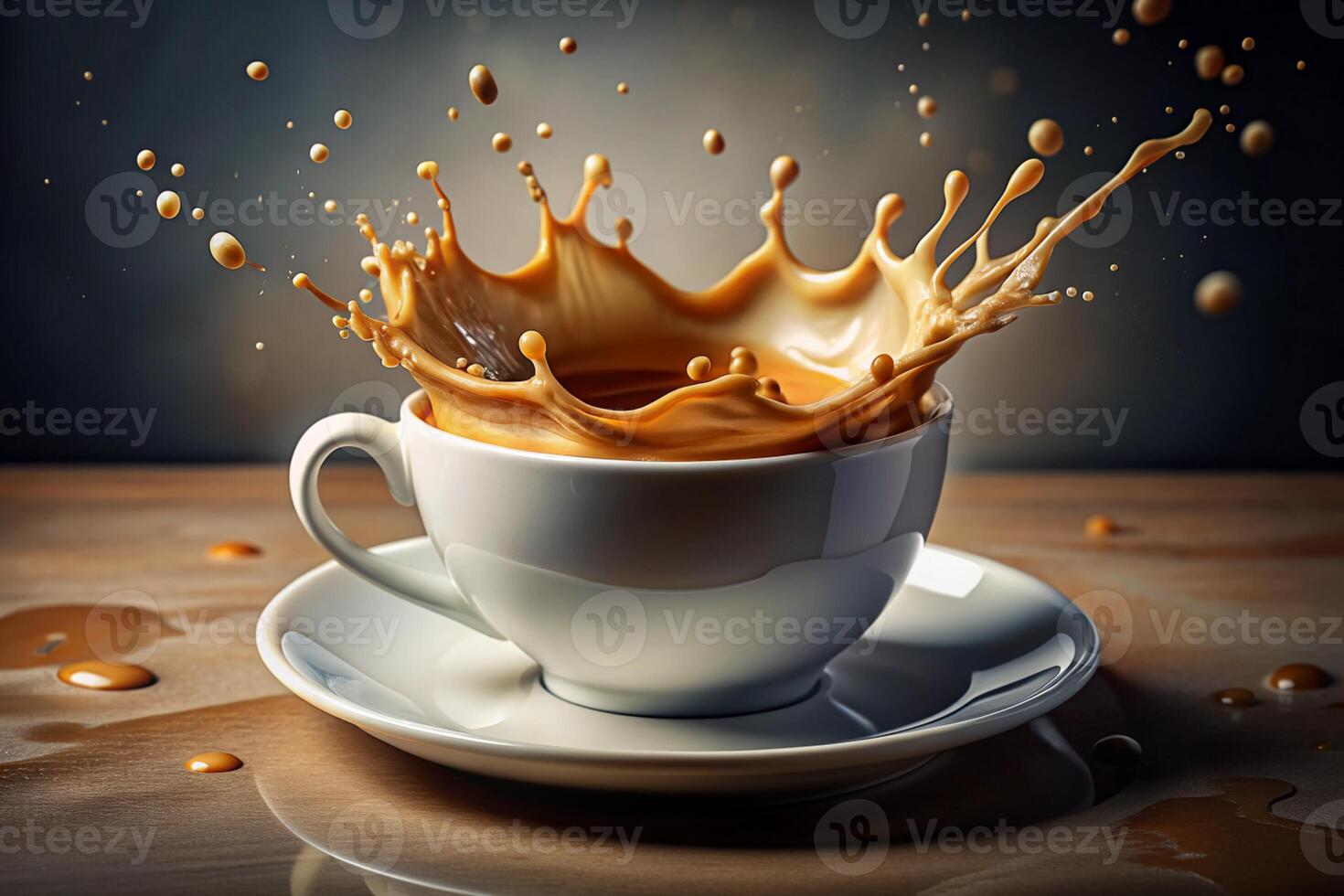 A cup of coffee with a splash of milk photo