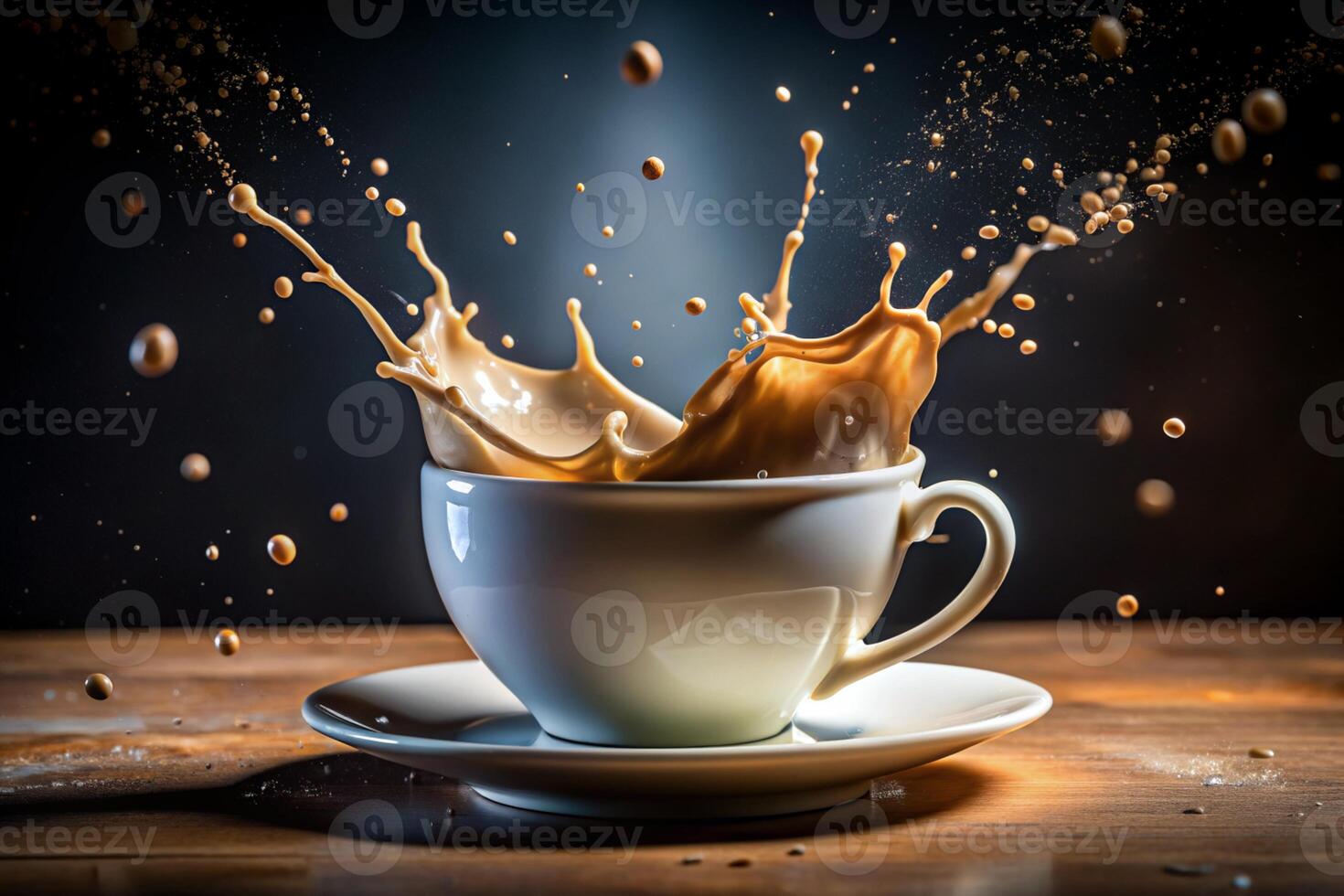 A cup of coffee with a splash of milk photo
