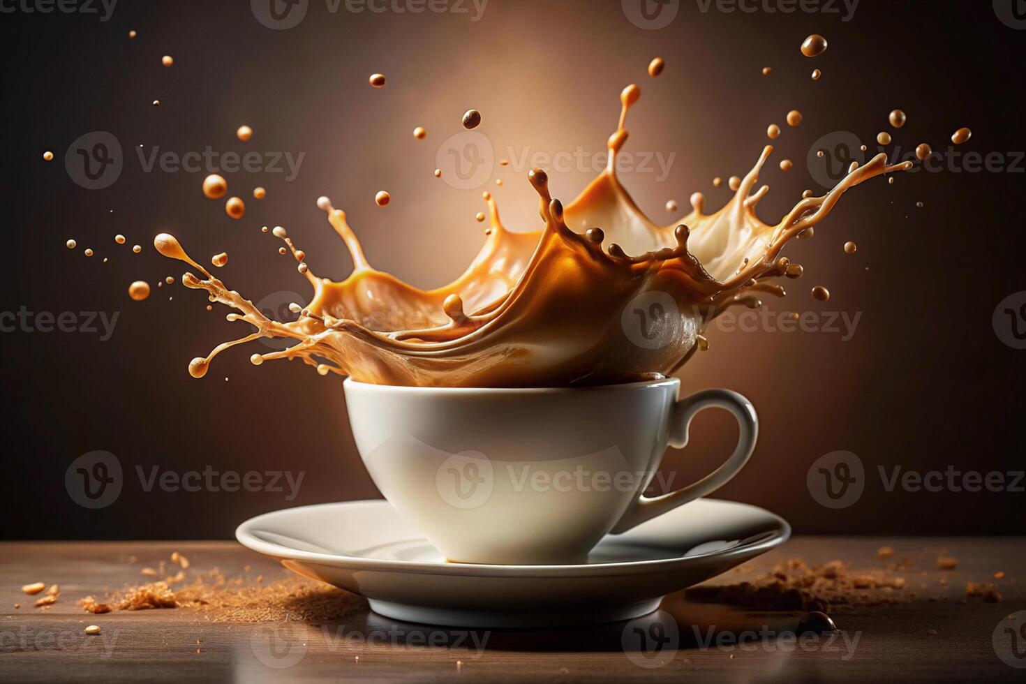 A cup of coffee with a splash of milk photo