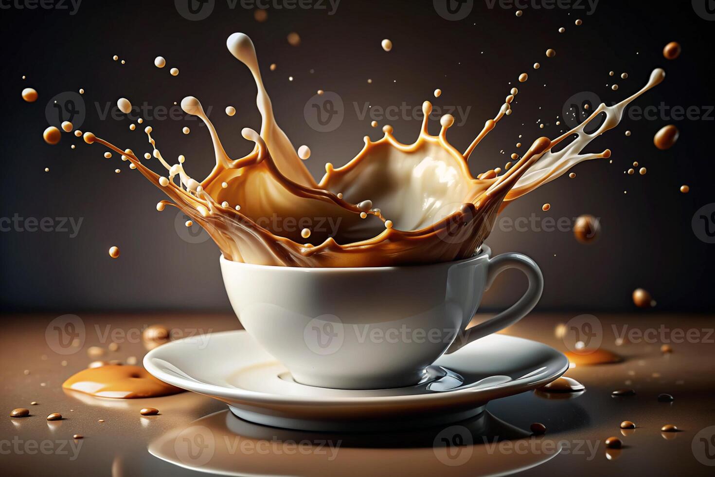 A cup of coffee with a splash of milk photo