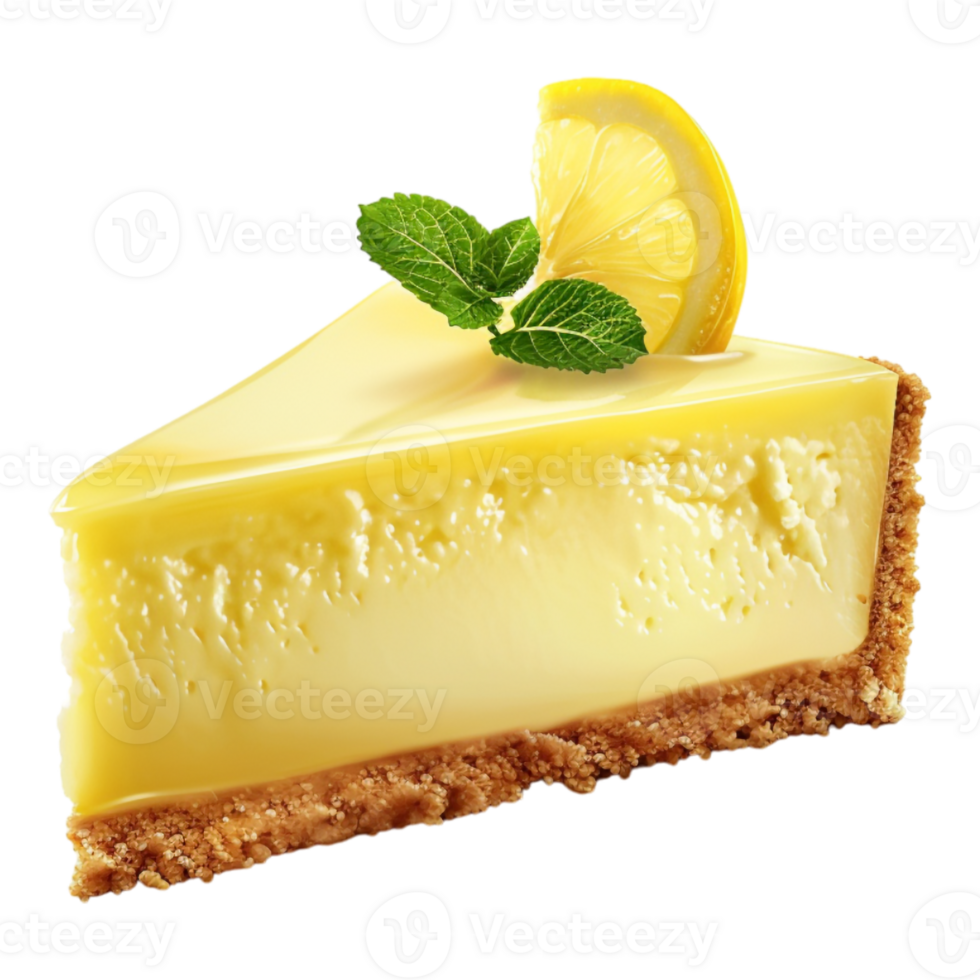 Yellow Cheese Lemon Cake on Transparent Background png