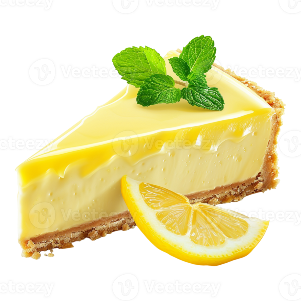 Yellow Cheese Lemon Cake on Transparent Background png