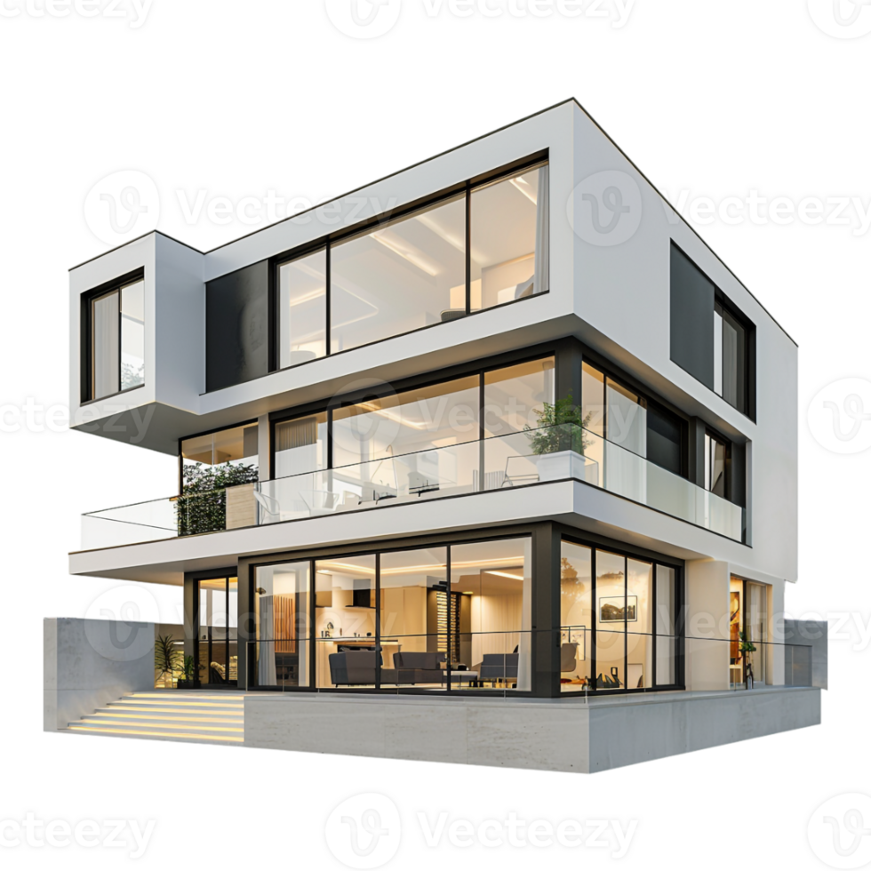 Real Estate Luxury Residential or Commercial Building on Transparent Background png