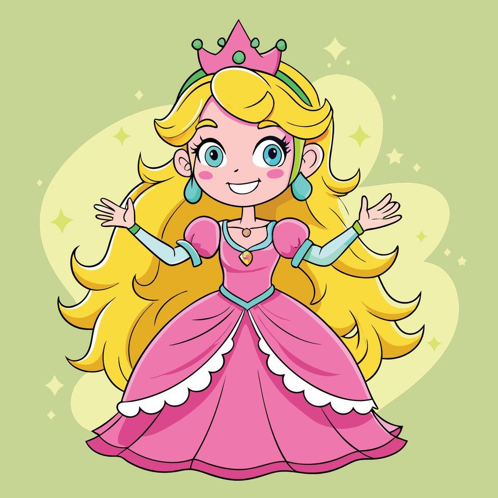 Cute cartoon princess wearing a crown and smiling, Black and white drawing of a princess wearing a crown and smiling vector