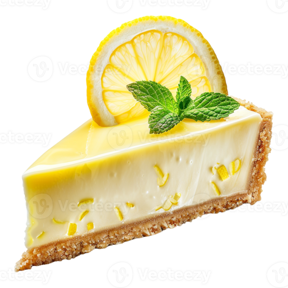 Yellow Cheese Lemon Cake on Transparent Background png