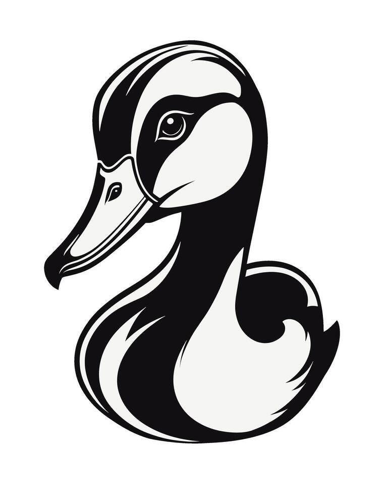 Duck black and white isolated logo or symbol vector