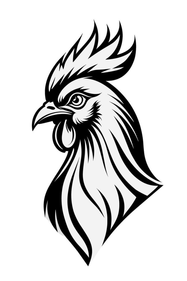 Rooster black and white isolated logo or symbol vector
