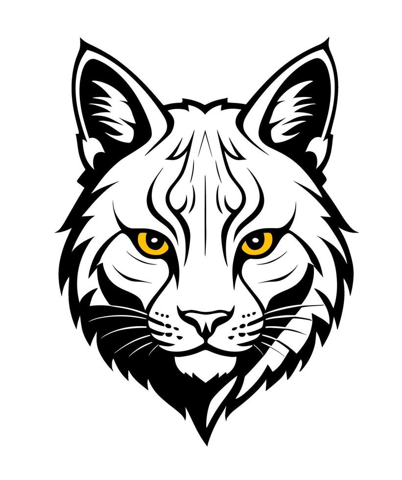 Lynx bobcat head logo or symbol black vector