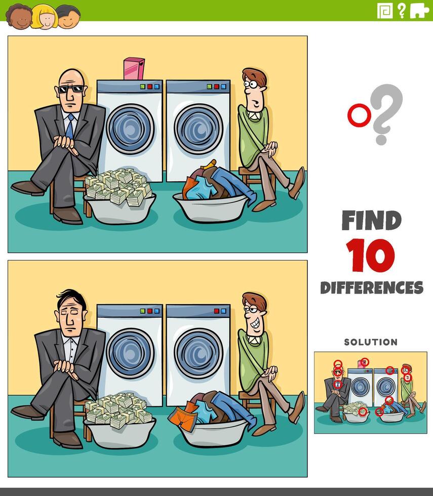 differences game with money laundering cartoon vector