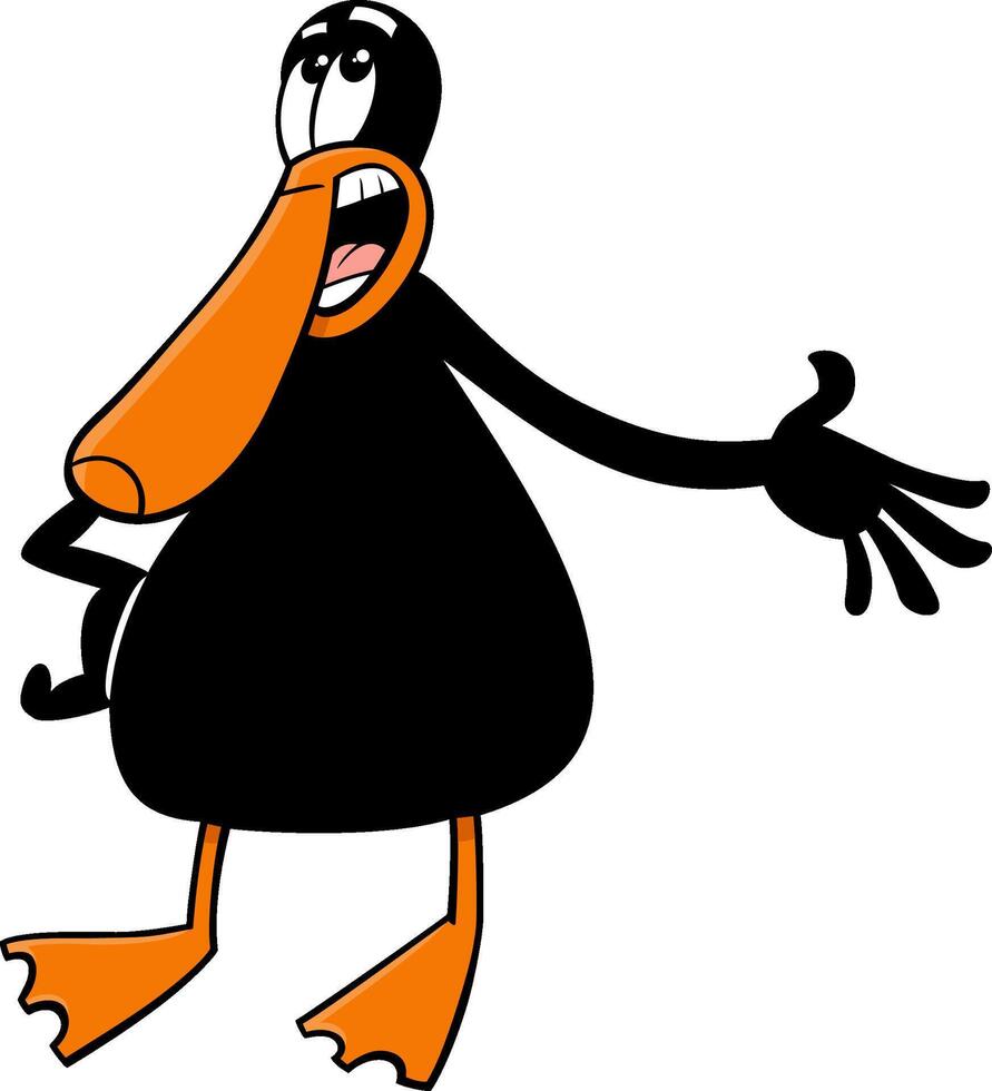 cartoon black duck animal character singing vector