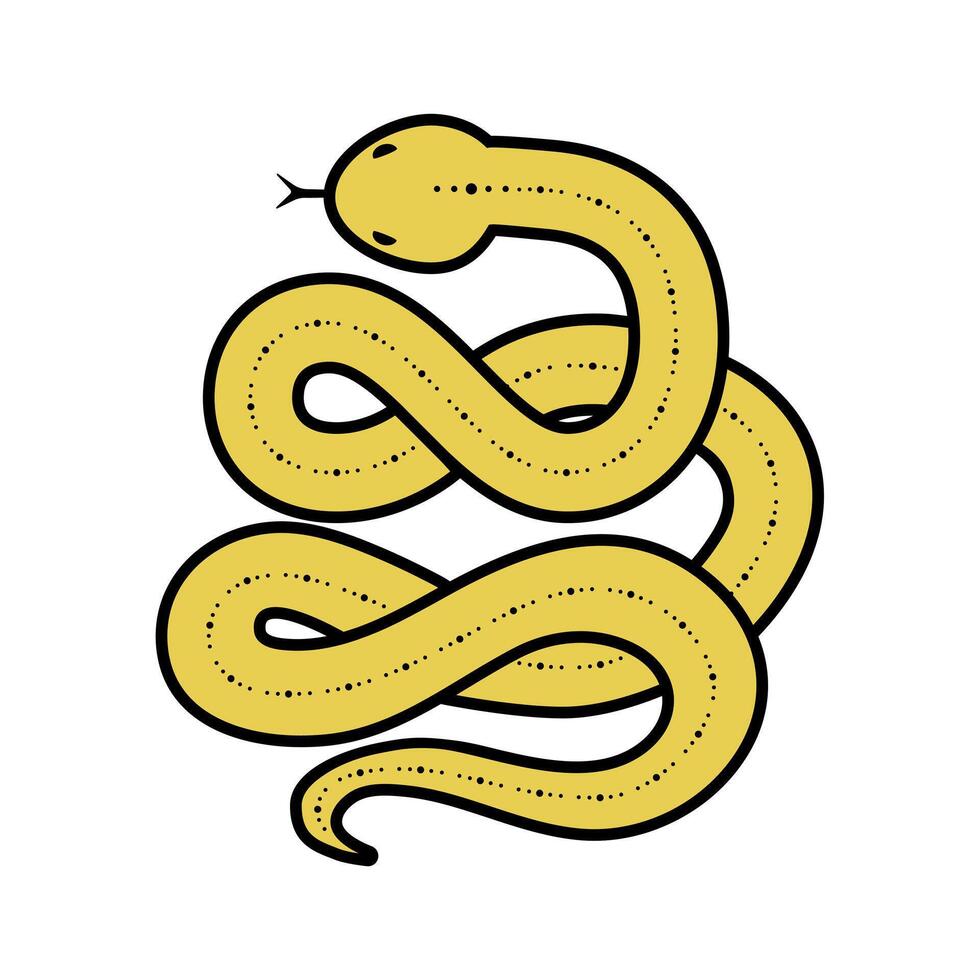 Doodle Chinese Snake, Symbol of 2025 New Year. Zodiac sign of the snake in minimalist style vector
