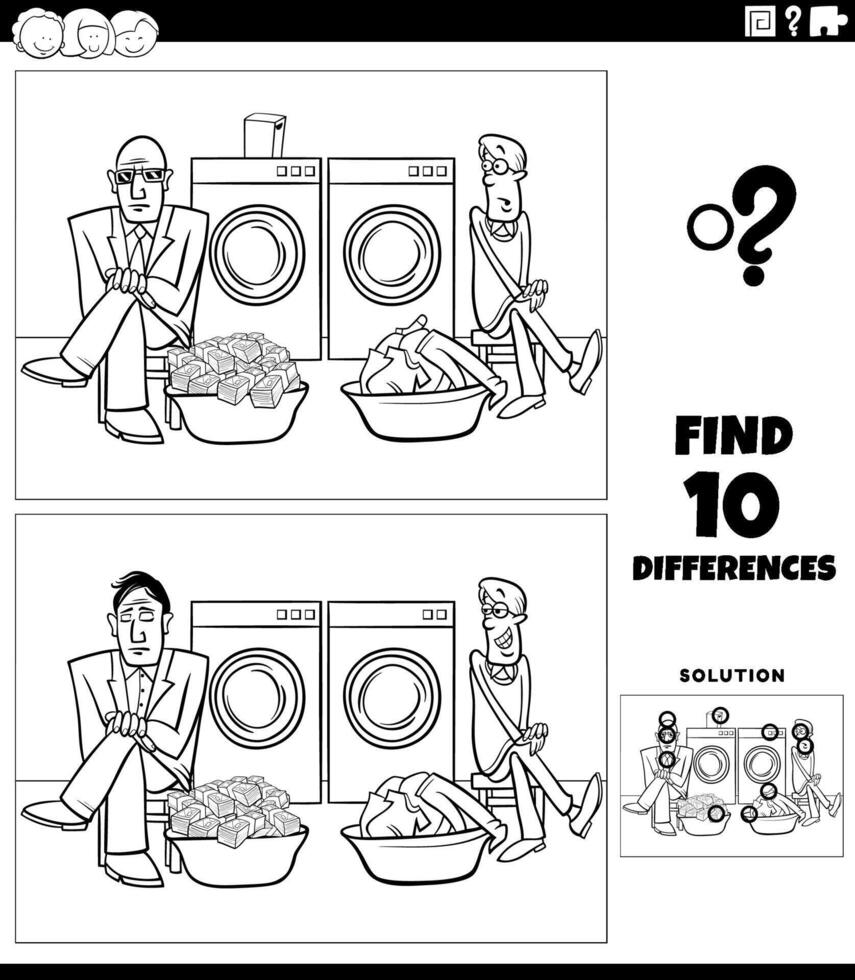 differences game with money laundering cartoon coloring page vector