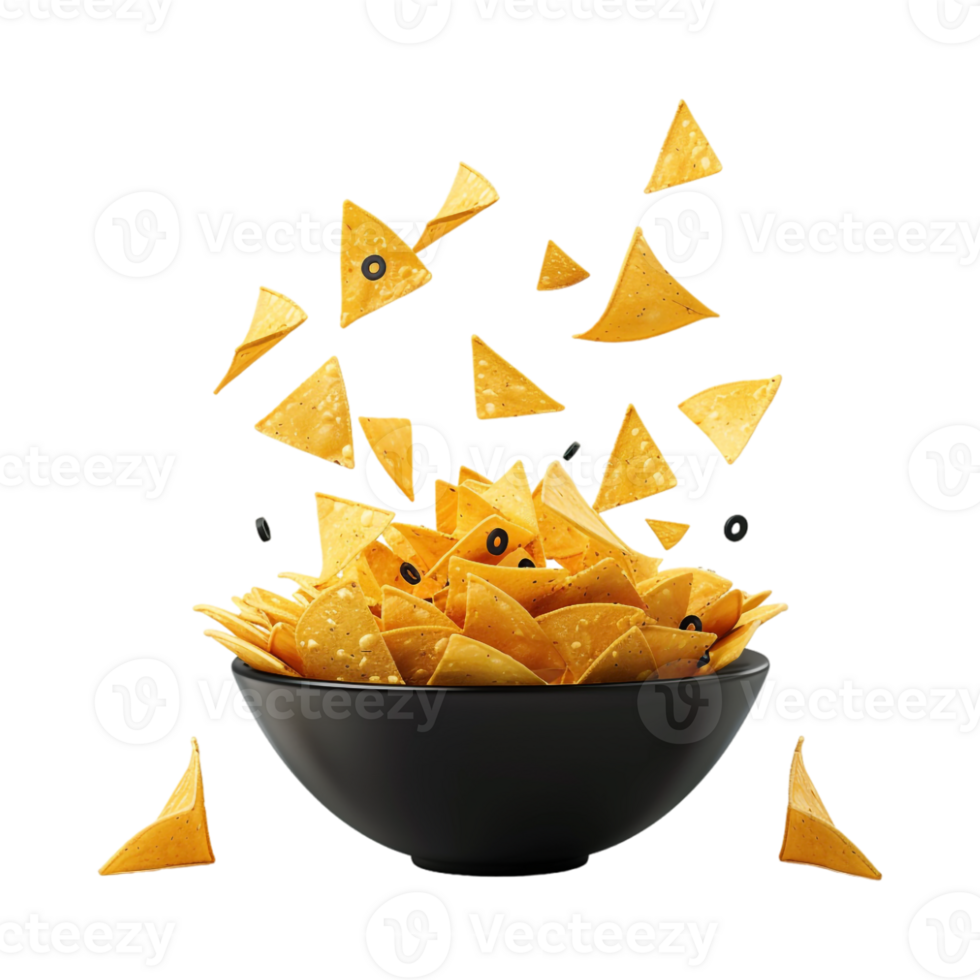 Triangular Chips in a Bowl on Transparent Background png