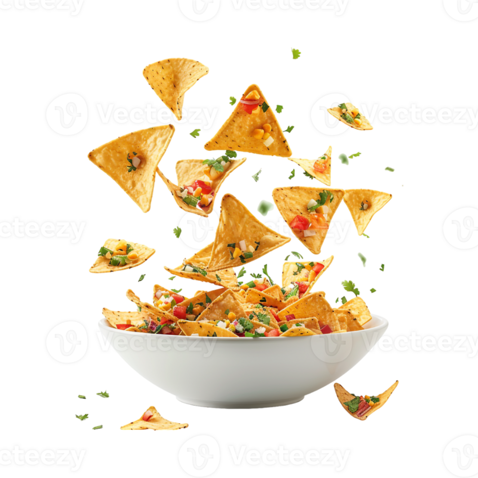 Triangular Chips in a Bowl on Transparent Background png