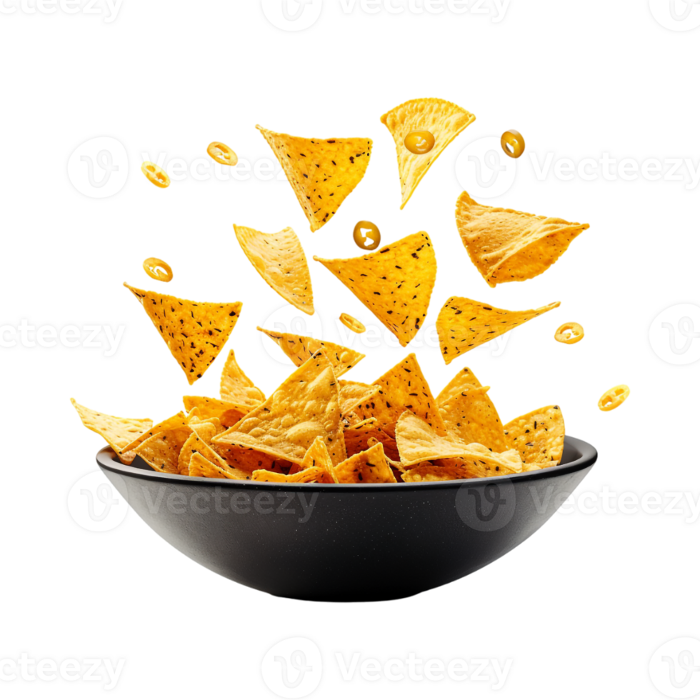 Triangular Chips in a Bowl on Transparent Background png