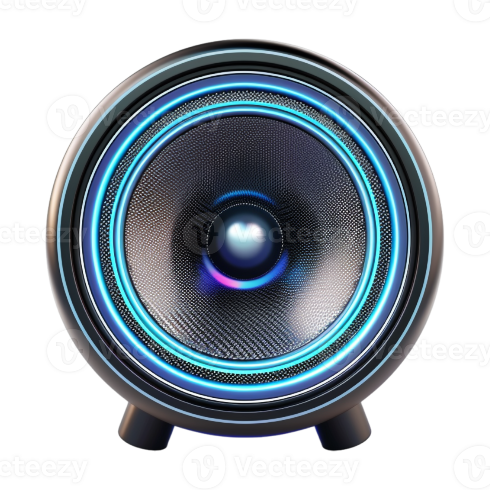 Neon Light Beautiful Music or Sound Speakers on Transparent Background png