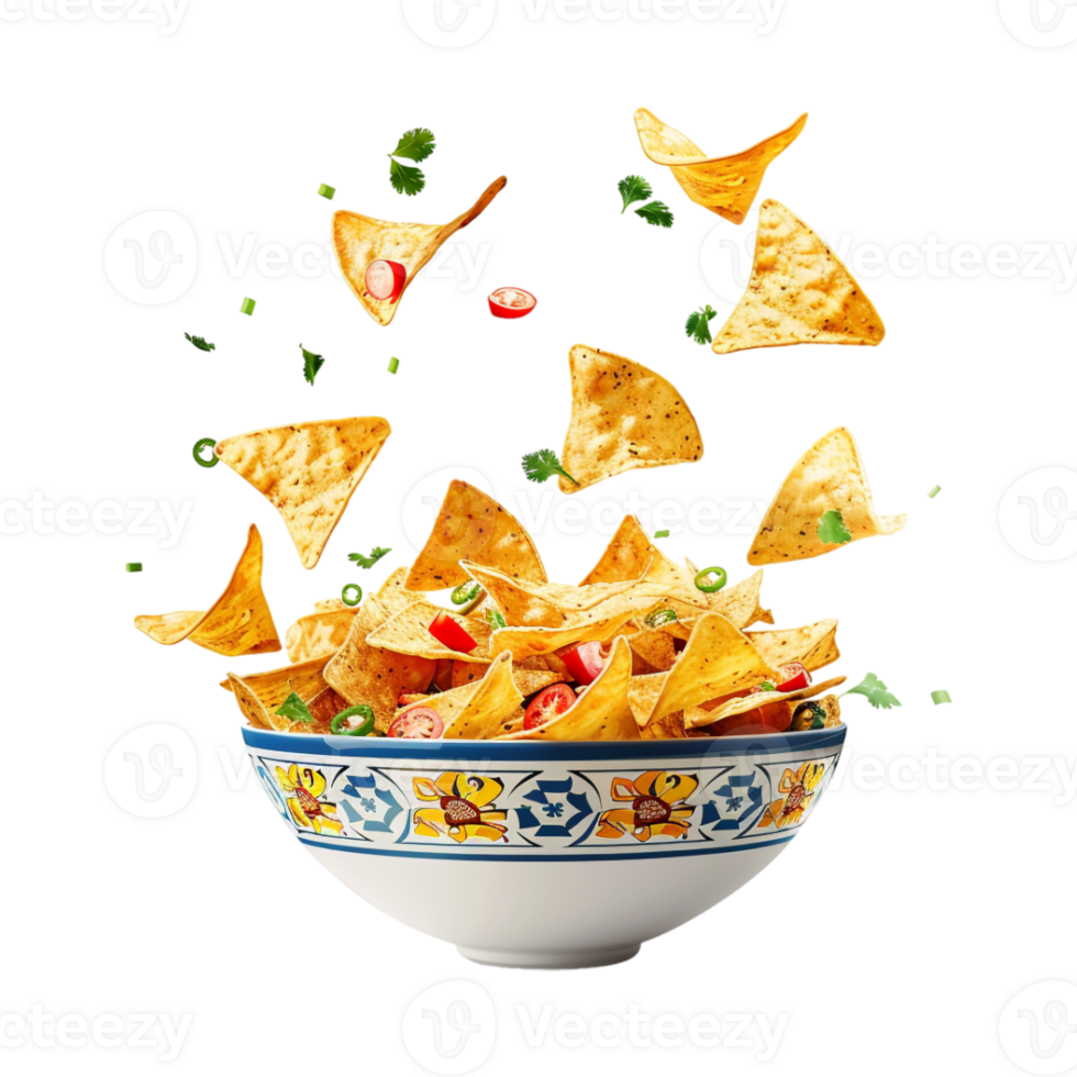 Triangular Chips in a Bowl on Transparent Background png