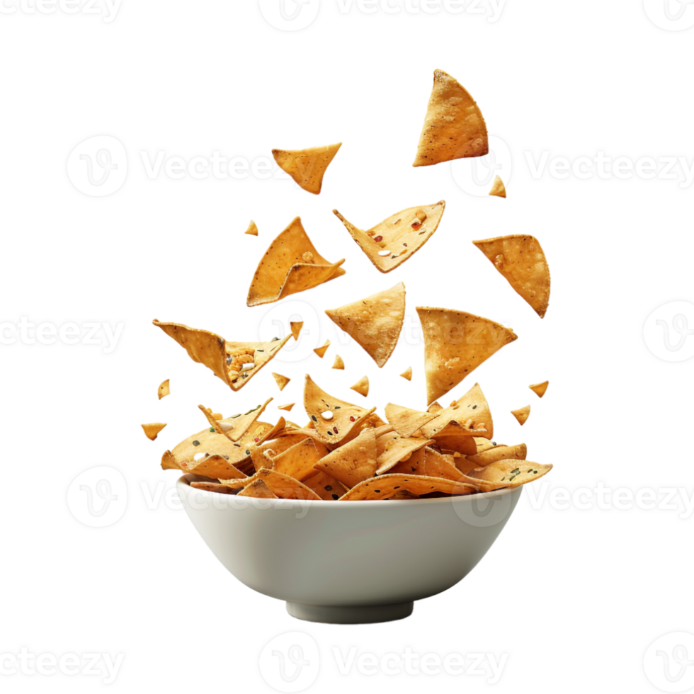Triangular Chips in a Bowl on Transparent Background png