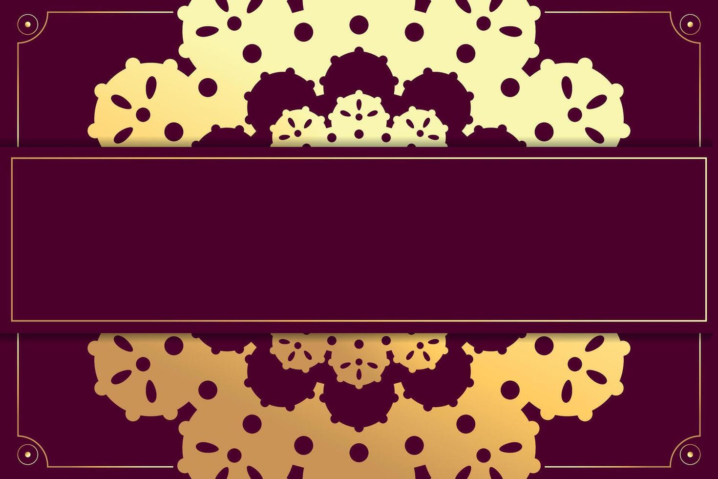 Luxury mandala background with blank space for text. Template for design in red and golden colors. illustration vector