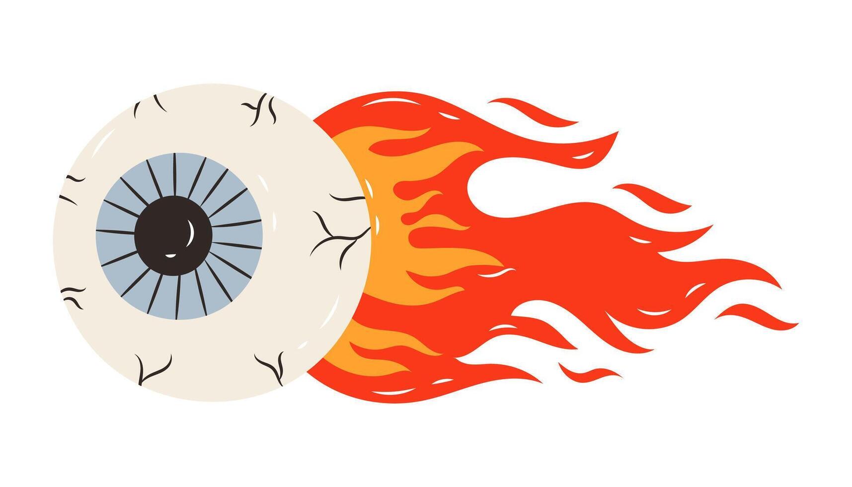 Flaming eyeball in flat style vector