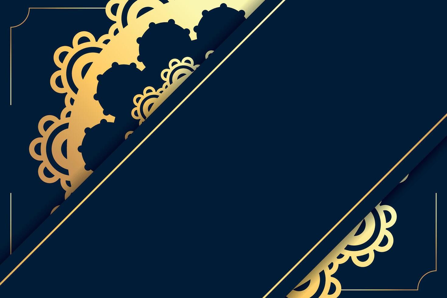 Luxury mandala background with blank space for text. Template for design in blue and golden colors. illustration vector
