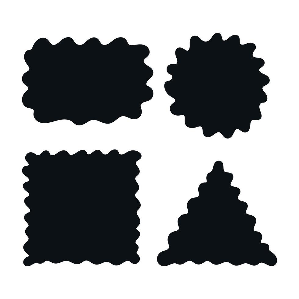Wavy geometric frames. Hand drawn curvy doodle frames in circle, square, triangle shapes. illustration vector