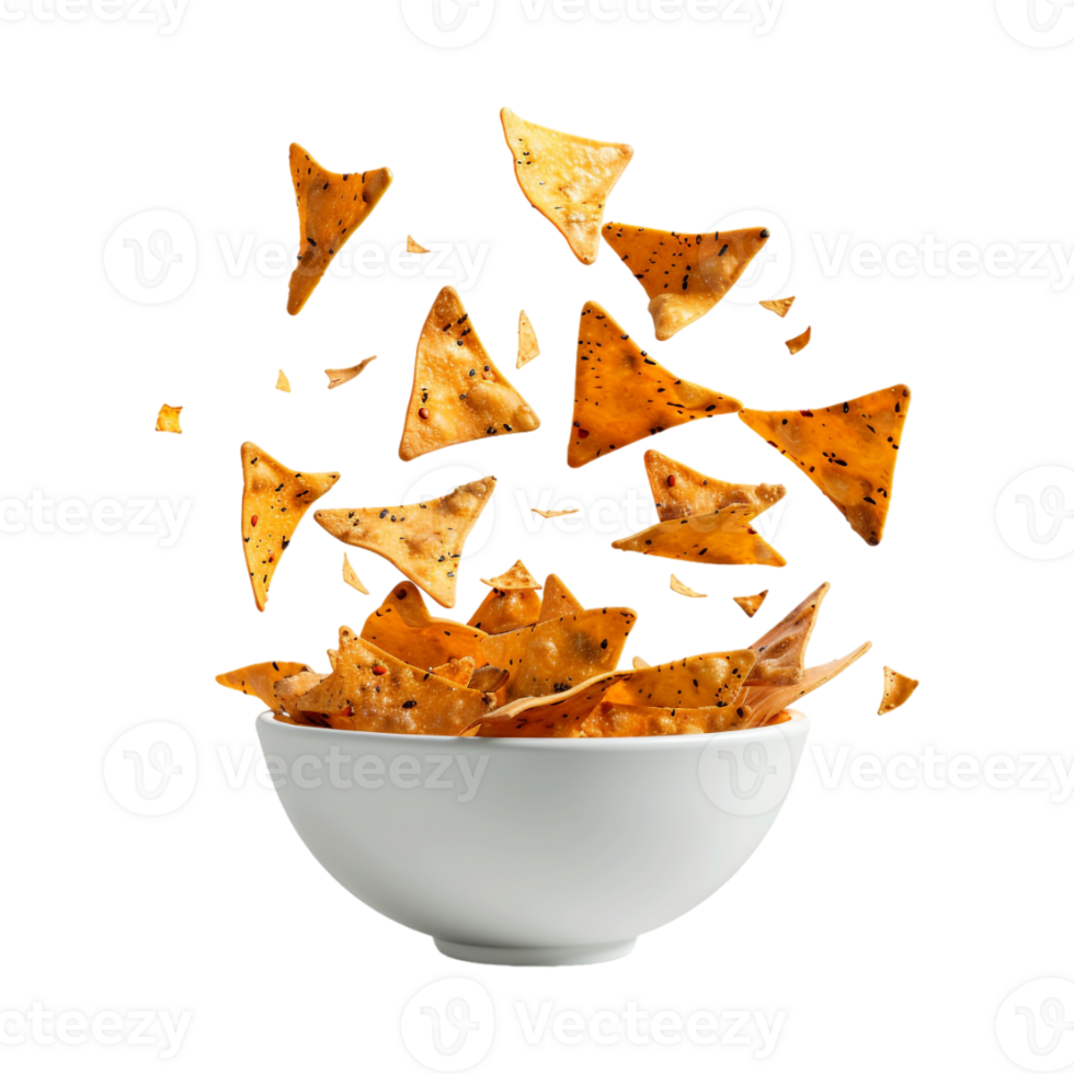Triangular Chips in a Bowl on Transparent Background png