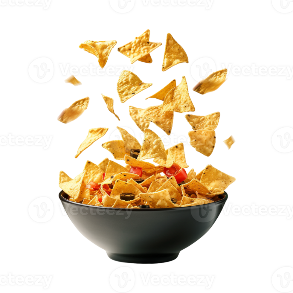 Triangular Chips in a Bowl on Transparent Background png
