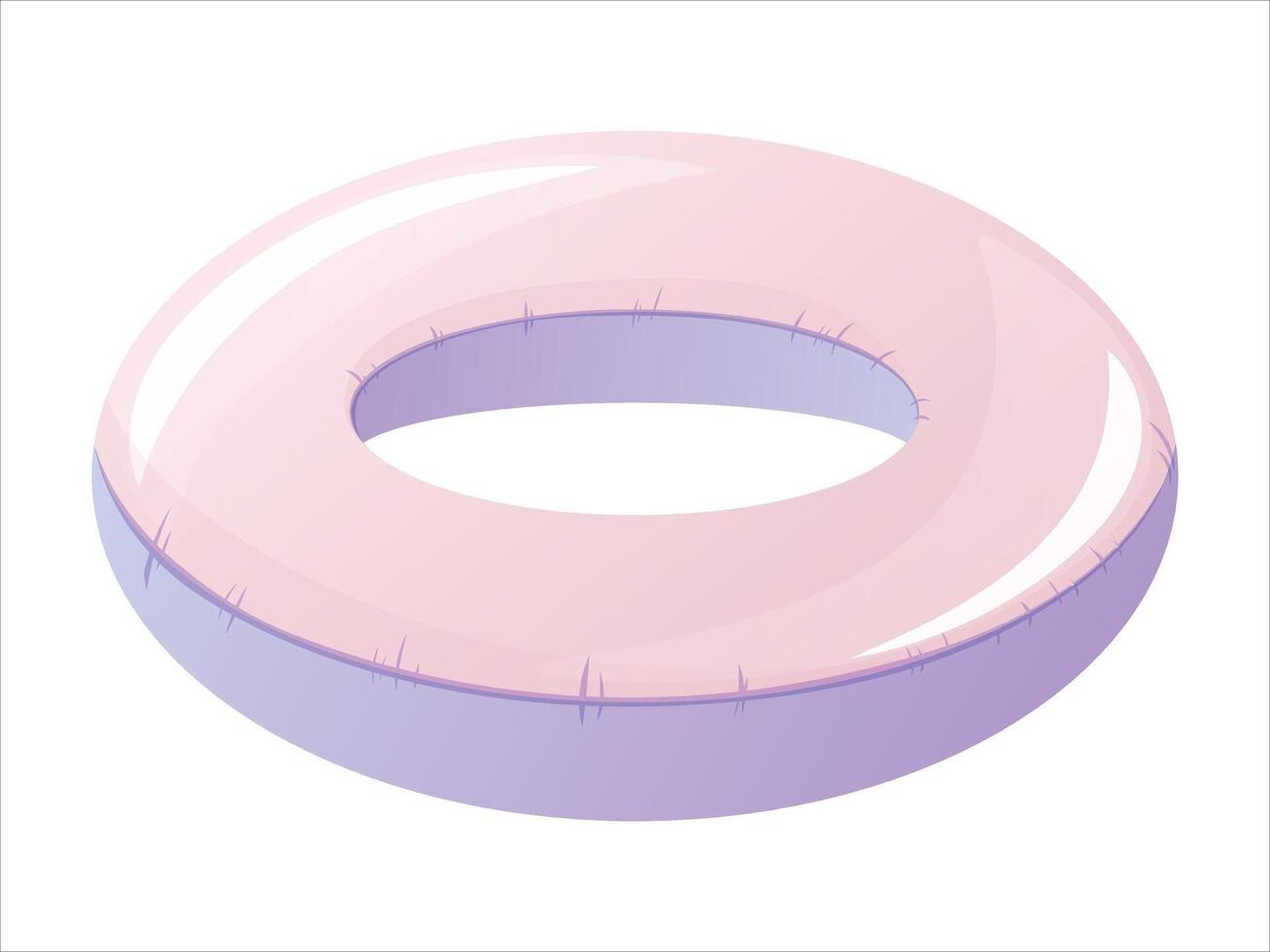 isolated cartoon purple inflatable ring for swimming. vector