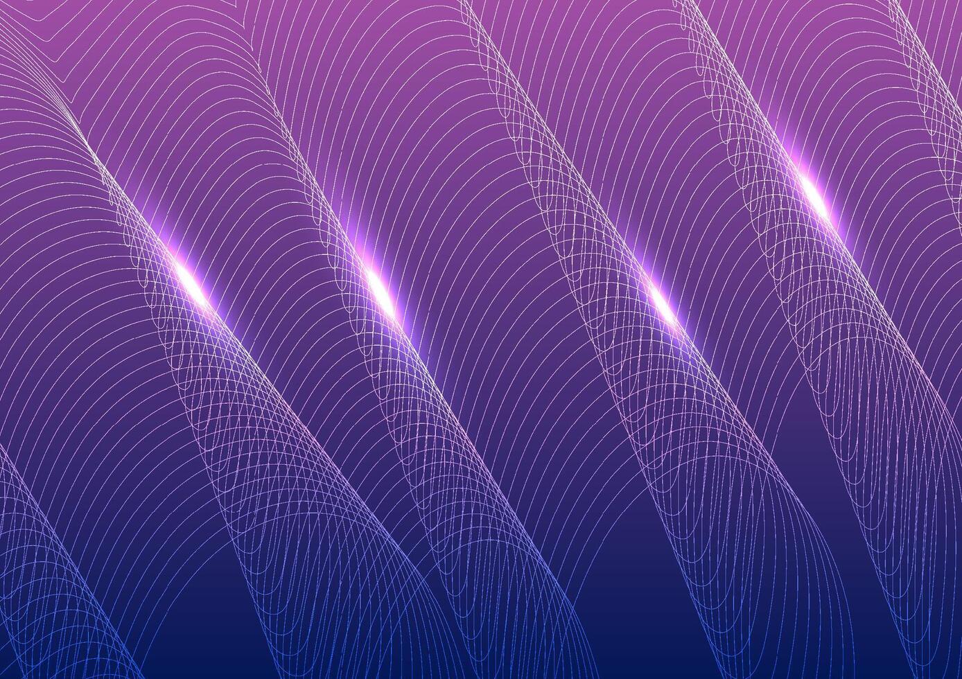 Flowing smooth wave pattern on a blue and purple background. Internet network and communication signal technology, fiber optic line. Science and music backdrop. vector