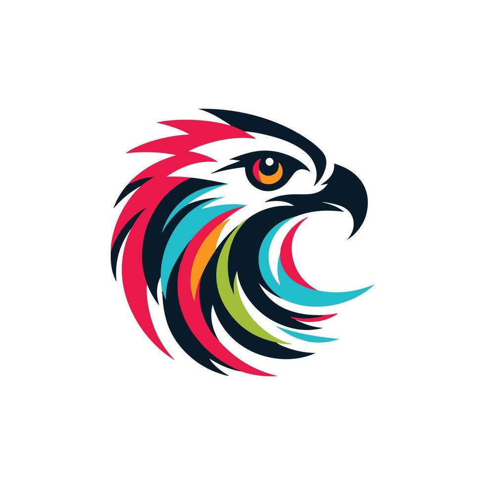 simple eye catching minimalist hawk bird silhouette, black and white, white background vector