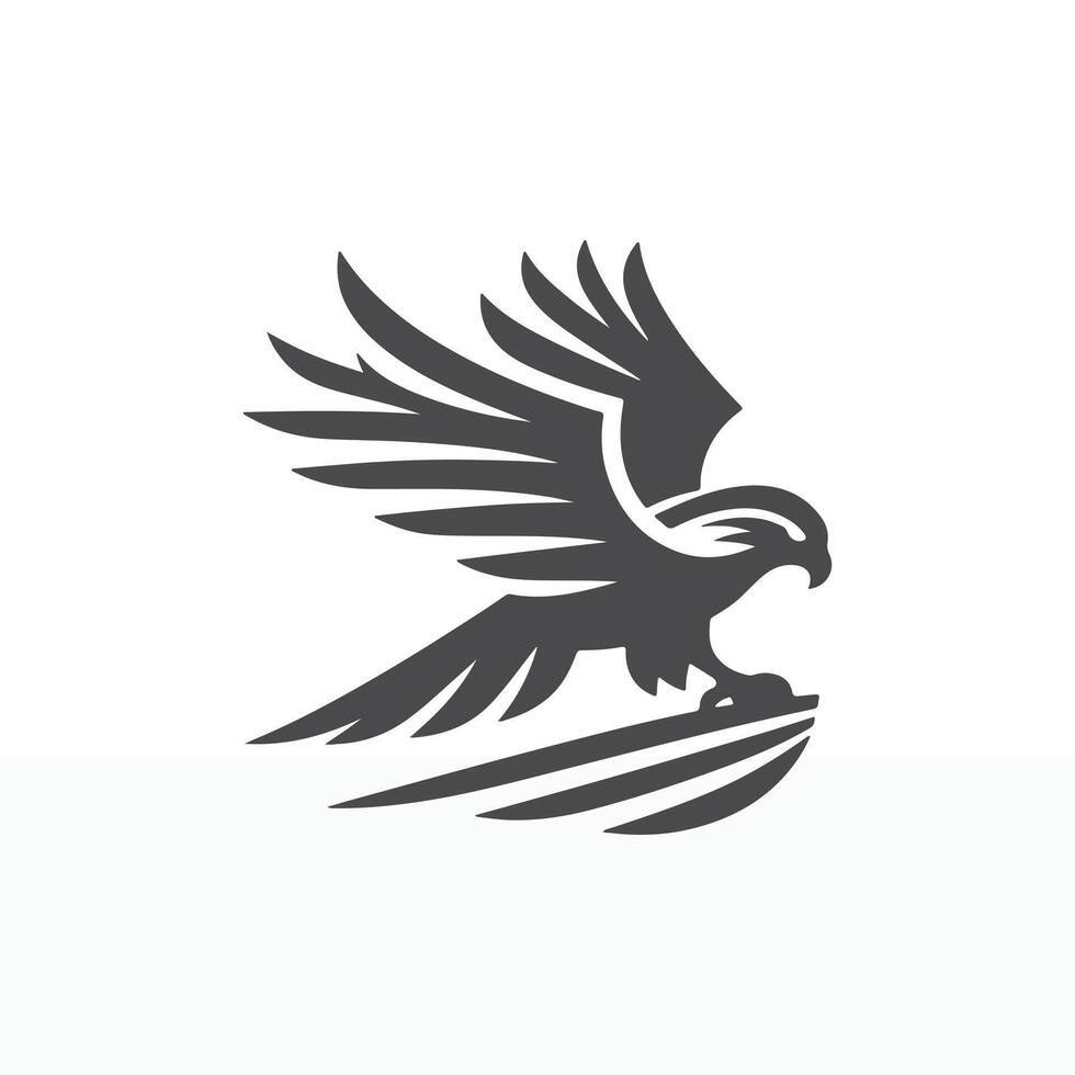 simple eye catching minimalist hawk bird silhouette, black and white, white background vector