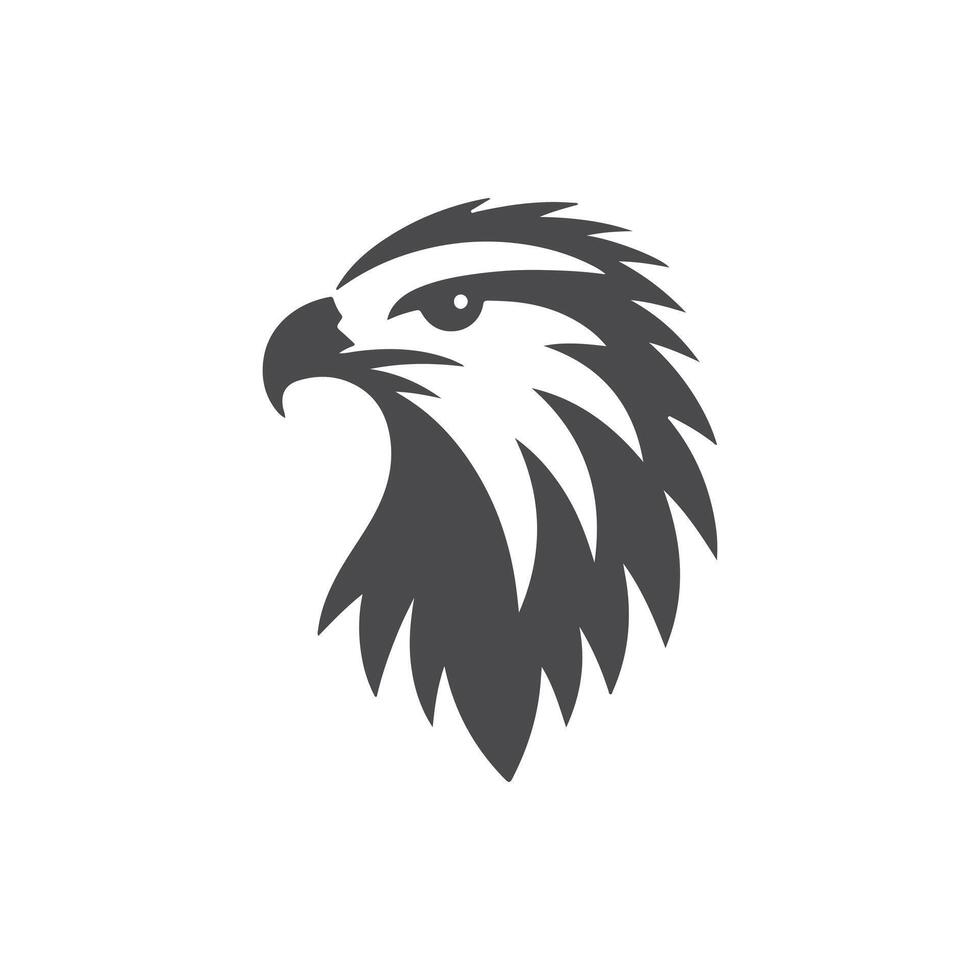 simple eye catching minimalist hawk bird silhouette, black and white, white background vector