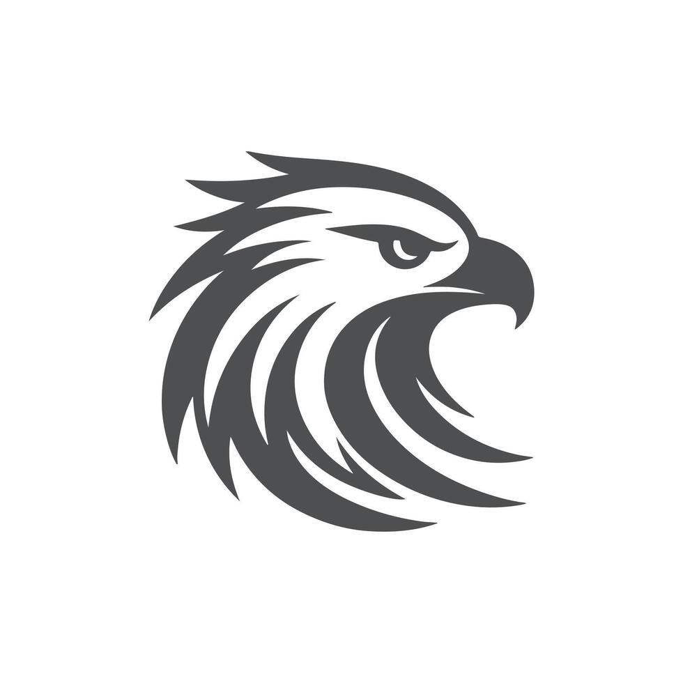 simple eye catching minimalist hawk bird silhouette, black and white, white background vector