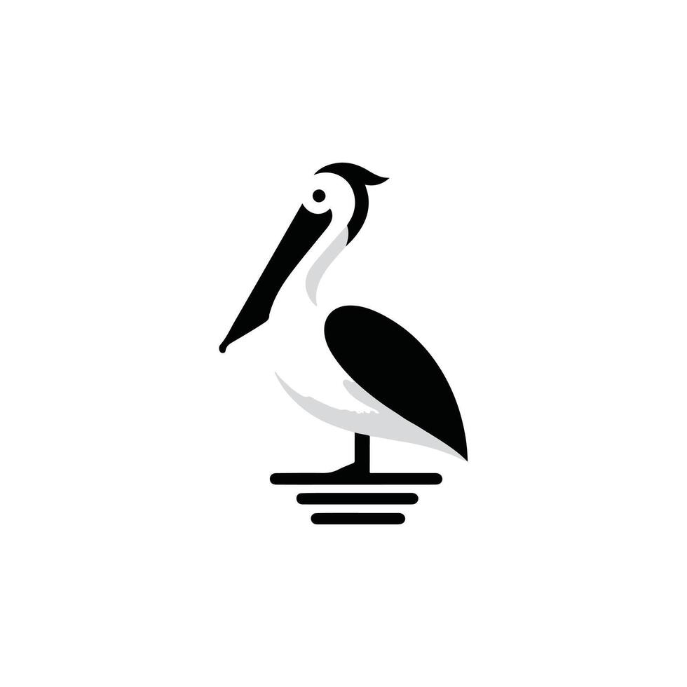 simple eye catching minimalist pelican bird, black and white, bird silhouette vector