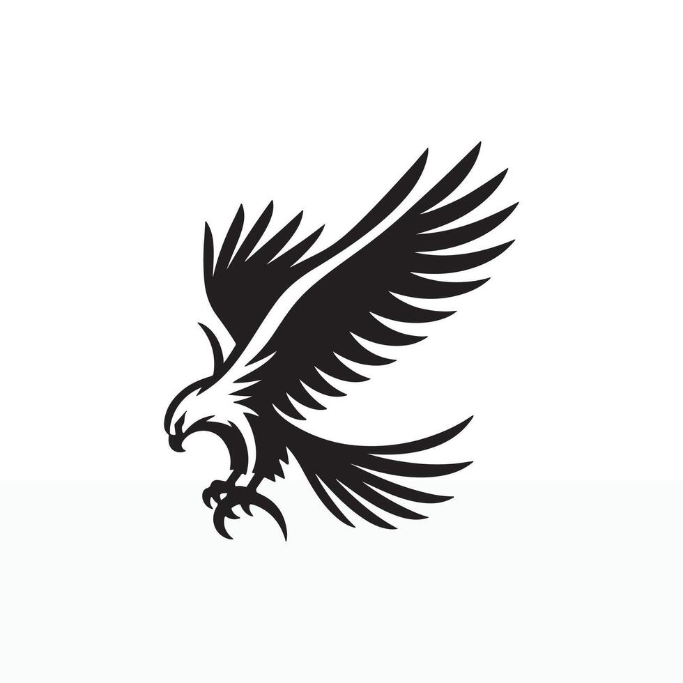 simple eye catching minimalist hawk bird silhouette, black and white, white background vector