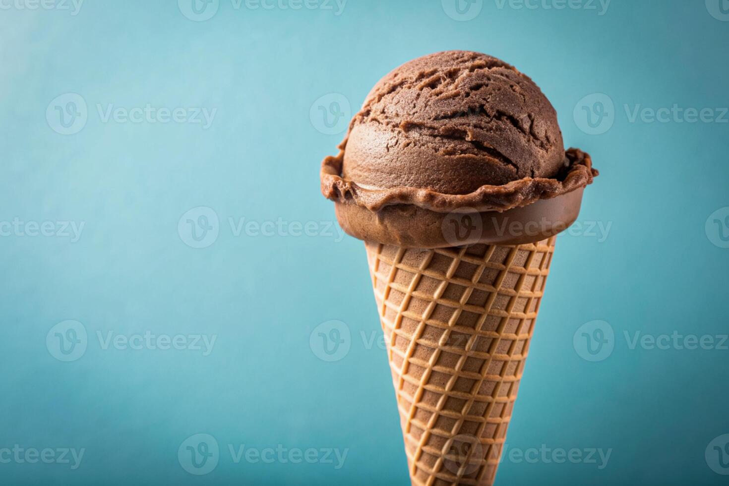 Chocolate ice cream cone isolated photo