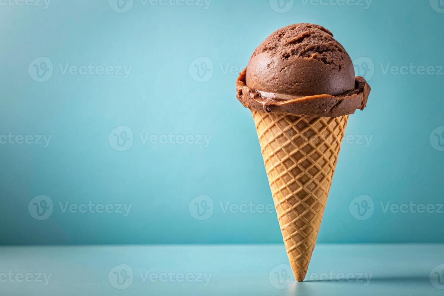 Chocolate ice cream cone isolated photo